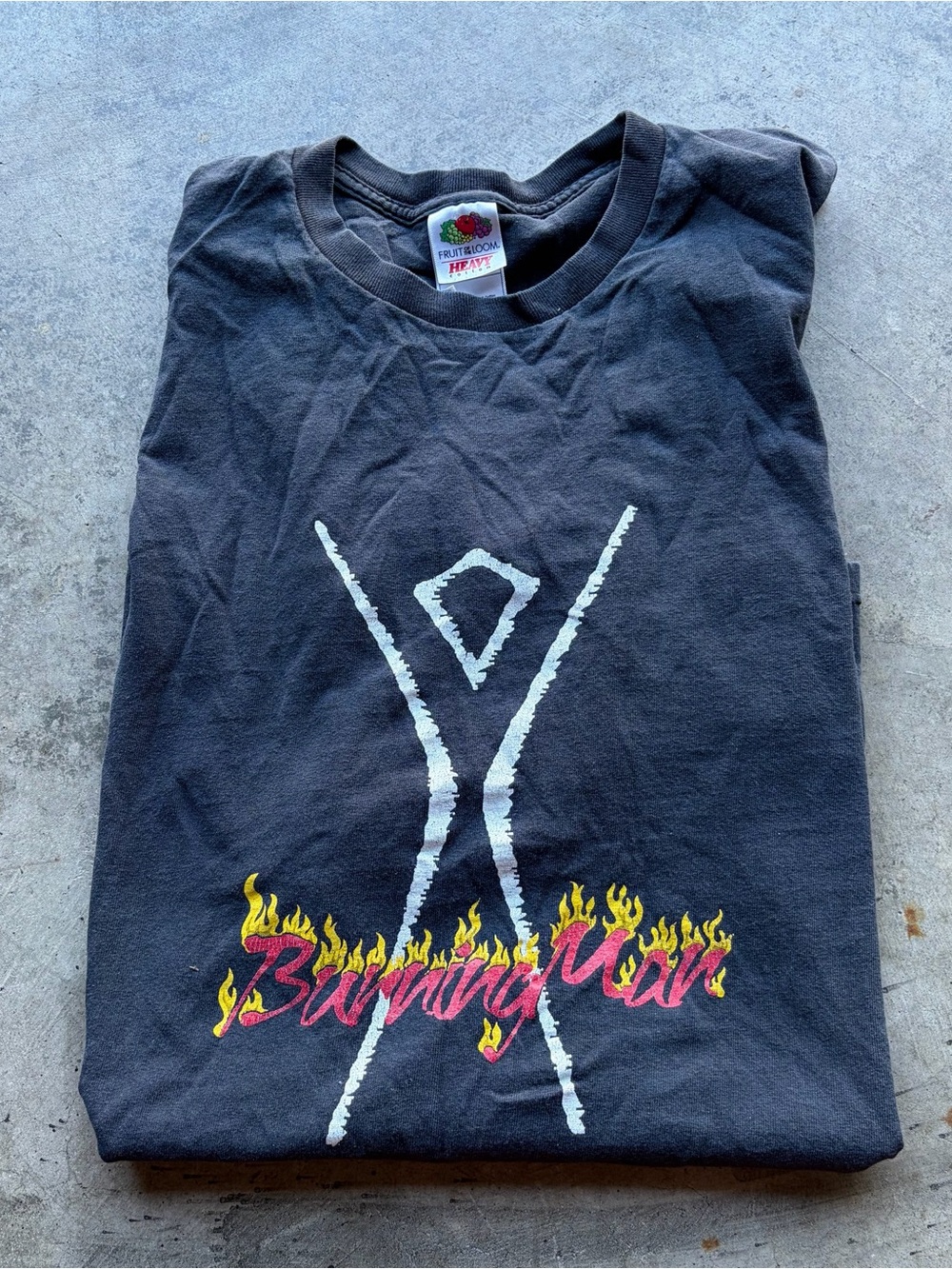 Vintage 90s Burning Man Original Shirt 2XL Festival Art Effigy Flames Logo Rare